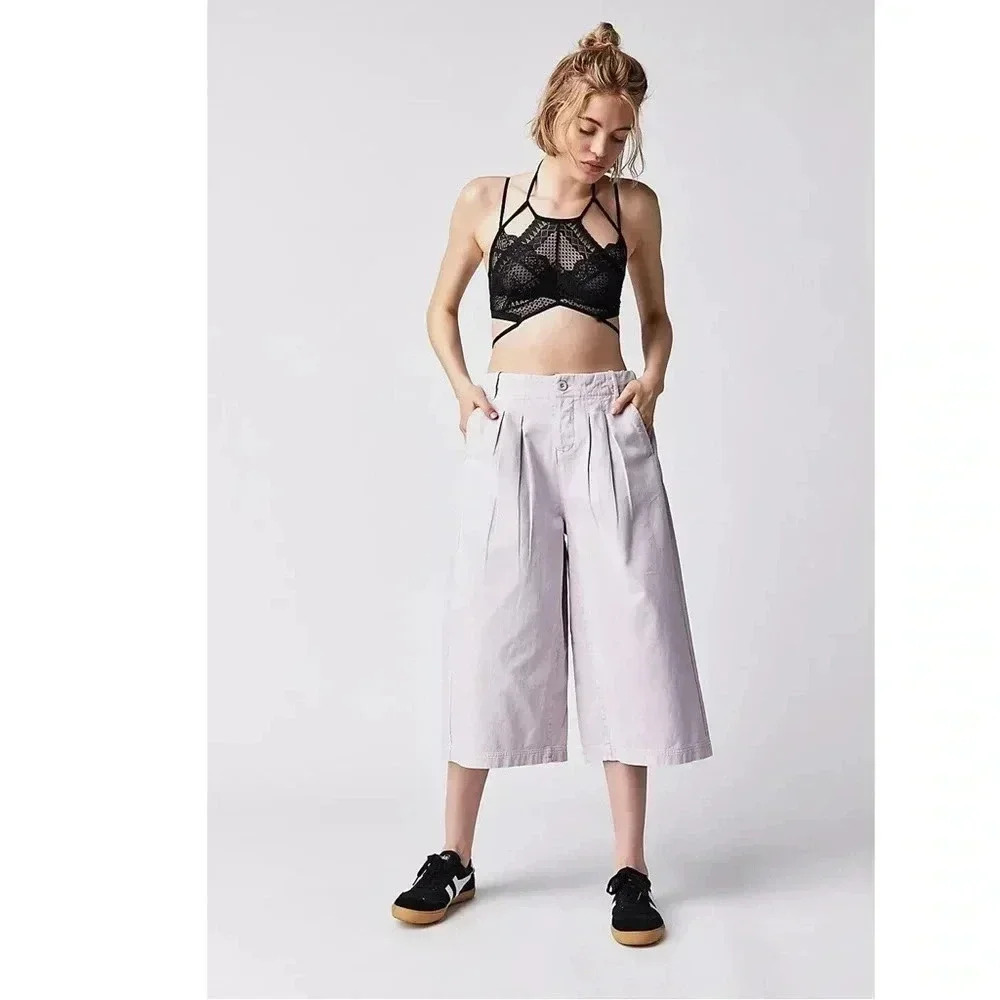 NWOT Free People Hard Rain Gaucho - Frost Lavender